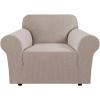 image:imageHVERSAILTEX Stretch Couch Covers for Sofa 1 Piece Slipcovers for Couches and Sofas 3 Seater Couch Cover Feature Thick Checked Jacquard Fabric with Elastic Bottom 7288 Wide CreamSand