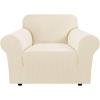 image:imageHVERSAILTEX Stretch Couch Covers for Sofa 1 Piece Slipcovers for Couches and Sofas 3 Seater Couch Cover Feature Thick Checked Jacquard Fabric with Elastic Bottom 7288 Wide CreamCream