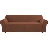 image:imageHVERSAILTEX Stretch Couch Covers for Sofa 1 Piece Slipcovers for Couches and Sofas 3 Seater Couch Cover Feature Thick Checked Jacquard Fabric with Elastic Bottom 7288 Wide CreamCaramel