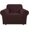 image:imageHVERSAILTEX Stretch Couch Covers for Sofa 1 Piece Slipcovers for Couches and Sofas 3 Seater Couch Cover Feature Thick Checked Jacquard Fabric with Elastic Bottom 7288 Wide CreamChocolate