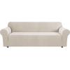 image:imageHVERSAILTEX Stretch Couch Covers for Sofa 1 Piece Slipcovers for Couches and Sofas 3 Seater Couch Cover Feature Thick Checked Jacquard Fabric with Elastic Bottom 7288 Wide CreamIsland Fossi