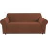 image:imageHVERSAILTEX Stretch Couch Covers for Sofa 1 Piece Slipcovers for Couches and Sofas 3 Seater Couch Cover Feature Thick Checked Jacquard Fabric with Elastic Bottom 7288 Wide CreamCaramel