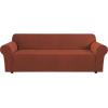 image:imageHVERSAILTEX Stretch Couch Covers for Sofa 1 Piece Slipcovers for Couches and Sofas 3 Seater Couch Cover Feature Thick Checked Jacquard Fabric with Elastic Bottom 7288 Wide CreamRust