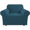 image:imageHVERSAILTEX Stretch Couch Covers for Sofa 1 Piece Slipcovers for Couches and Sofas 3 Seater Couch Cover Feature Thick Checked Jacquard Fabric with Elastic Bottom 7288 Wide CreamDeep Teal