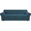 image:imageHVERSAILTEX Stretch Couch Covers for Sofa 1 Piece Slipcovers for Couches and Sofas 3 Seater Couch Cover Feature Thick Checked Jacquard Fabric with Elastic Bottom 7288 Wide CreamDeep Teal