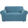 image:imageHVERSAILTEX Stretch Couch Covers for Sofa 1 Piece Slipcovers for Couches and Sofas 3 Seater Couch Cover Feature Thick Checked Jacquard Fabric with Elastic Bottom 7288 Wide CreamStorm Blue