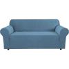 image:imageHVERSAILTEX Stretch Couch Covers for Sofa 1 Piece Slipcovers for Couches and Sofas 3 Seater Couch Cover Feature Thick Checked Jacquard Fabric with Elastic Bottom 7288 Wide CreamDusty Blue