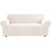image:imageHVERSAILTEX Stretch Couch Covers for Sofa 1 Piece Slipcovers for Couches and Sofas 3 Seater Couch Cover Feature Thick Checked Jacquard Fabric with Elastic Bottom 7288 Wide CreamIvory
