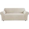 image:imageHVERSAILTEX Stretch Couch Covers for Sofa 1 Piece Slipcovers for Couches and Sofas 3 Seater Couch Cover Feature Thick Checked Jacquard Fabric with Elastic Bottom 7288 Wide CreamIsland Fossi