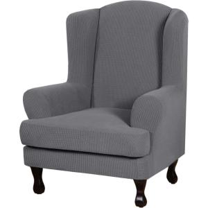 image:imageHVERSAILTEX Sofa Cover 2 Piece Stretch Couch Covers for 3 Cushion Couch Sofa Slipcover Protector with Individual Seat Cushion Covers Suit for T CushionBox Cushion Sofa 7288 Island FossiCharcoal Gray