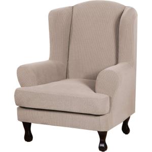 image:imageHVERSAILTEX Sofa Cover 2 Piece Stretch Couch Covers for 3 Cushion Couch Sofa Slipcover Protector with Individual Seat Cushion Covers Suit for T CushionBox Cushion Sofa 7288 Island FossiSand