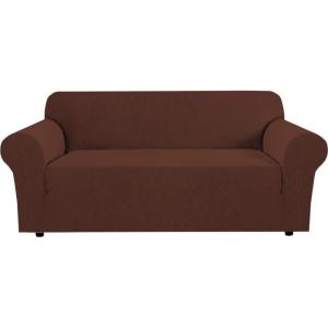 image:imageHVERSAILTEX Stretch Couch Covers for Sofa 1 Piece Slipcovers for Couches and Sofas 3 Seater Couch Cover Feature Thick Checked Jacquard Fabric with Elastic Bottom 7288 Wide CreamBurnt Brick