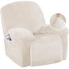 image:imageHVERSAILTEX High Stretch Recliner Chair Covers Large Size Oversized Plush Chair Slip Covers with Arms 1Piece Furniture Protector Couch Soft with Elastic Bottom Non SlipRecliner Stone BlueIvory