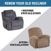 image:imageHVERSAILTEX High Stretch Recliner Chair Covers Large Size Oversized Plush Chair Slip Covers with Arms 1Piece Furniture Protector Couch Soft with Elastic Bottom Non SlipRecliner Stone BlueCamel