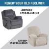 image:imageHVERSAILTEX High Stretch Recliner Chair Covers Large Size Oversized Plush Chair Slip Covers with Arms 1Piece Furniture Protector Couch Soft with Elastic Bottom Non SlipRecliner Stone BlueFrench Oak