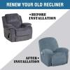 image:imageHVERSAILTEX High Stretch Recliner Chair Covers Large Size Oversized Plush Chair Slip Covers with Arms 1Piece Furniture Protector Couch Soft with Elastic Bottom Non SlipRecliner Stone BlueStone Blue