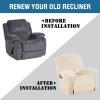 image:imageHVERSAILTEX High Stretch Recliner Chair Covers Large Size Oversized Plush Chair Slip Covers with Arms 1Piece Furniture Protector Couch Soft with Elastic Bottom Non SlipRecliner Stone BlueCream