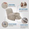 image:imageHVERSAILTEX High Stretch Recliner Chair Covers Large Size Oversized Plush Chair Slip Covers with Arms 1Piece Furniture Protector Couch Soft with Elastic Bottom Non SlipRecliner Stone BlueOatmeal