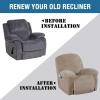 image:imageHVERSAILTEX High Stretch Recliner Chair Covers Large Size Oversized Plush Chair Slip Covers with Arms 1Piece Furniture Protector Couch Soft with Elastic Bottom Non SlipRecliner Stone BlueTaupe