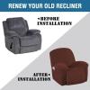 image:imageHVERSAILTEX High Stretch Recliner Chair Covers Large Size Oversized Plush Chair Slip Covers with Arms 1Piece Furniture Protector Couch Soft with Elastic Bottom Non SlipRecliner Stone BlueBurnt Brick