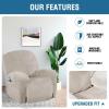 image:imageHVERSAILTEX High Stretch Recliner Chair Covers Large Size Oversized Plush Chair Slip Covers with Arms 1Piece Furniture Protector Couch Soft with Elastic Bottom Non SlipRecliner Stone BlueFrench Oak
