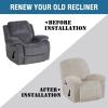 image:imageHVERSAILTEX High Stretch Recliner Chair Covers Large Size Oversized Plush Chair Slip Covers with Arms 1Piece Furniture Protector Couch Soft with Elastic Bottom Non SlipRecliner Stone BlueOatmeal