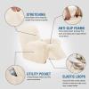 image:imageHVERSAILTEX High Stretch Recliner Chair Covers Large Size Oversized Plush Chair Slip Covers with Arms 1Piece Furniture Protector Couch Soft with Elastic Bottom Non SlipRecliner Stone BlueCream