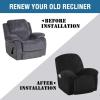 image:imageHVERSAILTEX High Stretch Recliner Chair Covers Large Size Oversized Plush Chair Slip Covers with Arms 1Piece Furniture Protector Couch Soft with Elastic Bottom Non SlipRecliner Stone BlueJet Black