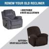 image:imageHVERSAILTEX High Stretch Recliner Chair Covers Large Size Oversized Plush Chair Slip Covers with Arms 1Piece Furniture Protector Couch Soft with Elastic Bottom Non SlipRecliner Stone BlueBrown