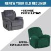 image:imageHVERSAILTEX High Stretch Recliner Chair Covers Large Size Oversized Plush Chair Slip Covers with Arms 1Piece Furniture Protector Couch Soft with Elastic Bottom Non SlipRecliner Stone BlueChristmas Green