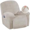 image:imageHVERSAILTEX High Stretch Recliner Chair Covers Large Size Oversized Plush Chair Slip Covers with Arms 1Piece Furniture Protector Couch Soft with Elastic Bottom Non SlipRecliner Stone BlueOatmeal