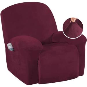 image:imageHVERSAILTEX High Stretch Recliner Chair Covers Large Size Oversized Plush Chair Slip Covers with Arms 1Piece Furniture Protector Couch Soft with Elastic Bottom Non SlipRecliner Stone BlueWineBurgundy