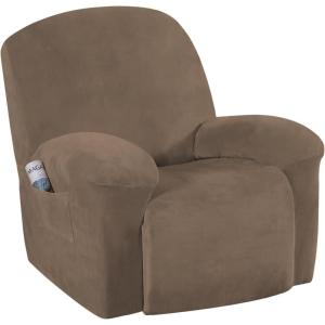 image:imageHVERSAILTEX High Stretch Recliner Chair Covers Large Size Oversized Plush Chair Slip Covers with Arms 1Piece Furniture Protector Couch Soft with Elastic Bottom Non SlipRecliner Stone BlueMocha