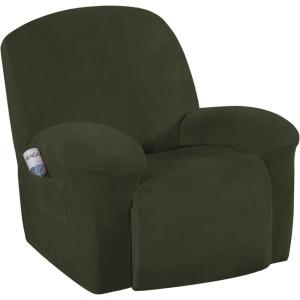 image:imageHVERSAILTEX High Stretch Recliner Chair Covers Large Size Oversized Plush Chair Slip Covers with Arms 1Piece Furniture Protector Couch Soft with Elastic Bottom Non SlipRecliner Stone BlueOlive