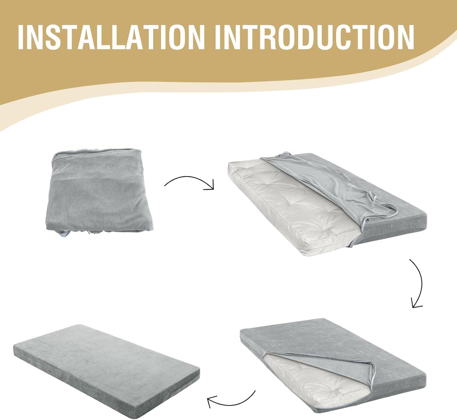 image:imageHVERSAILTEX Twin Size Armless Futon Mattress Covers for Traditional Japanese Futon Mattress Soft MixedColor Chenille Couch Slipcovers Floor Mats Sofa Protector Zippered Sleeper Sofa CoverCaramelDove