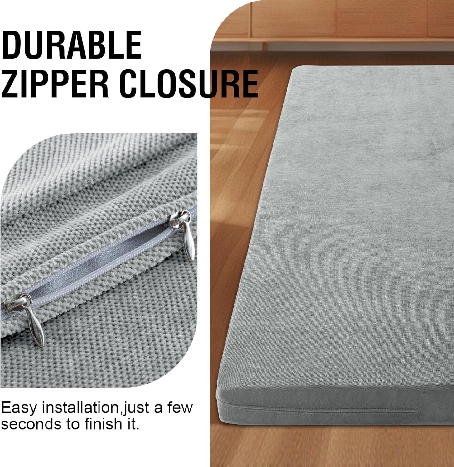 image:imageHVERSAILTEX Twin Size Armless Futon Mattress Covers for Traditional Japanese Futon Mattress Soft MixedColor Chenille Couch Slipcovers Floor Mats Sofa Protector Zippered Sleeper Sofa CoverCaramelDove
