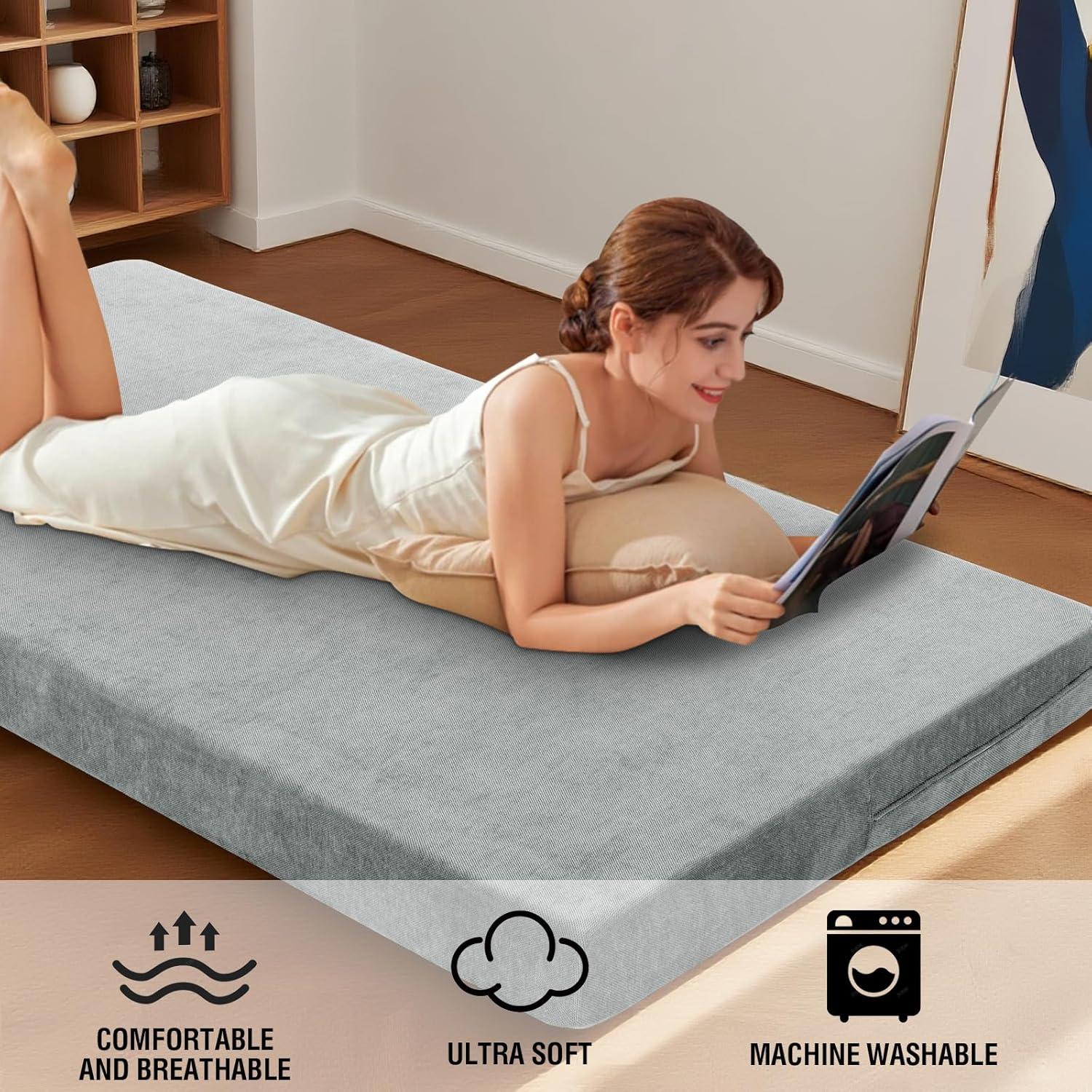 image:imageHVERSAILTEX Twin Size Armless Futon Mattress Covers for Traditional Japanese Futon Mattress Soft MixedColor Chenille Couch Slipcovers Floor Mats Sofa Protector Zippered Sleeper Sofa CoverCaramelDove