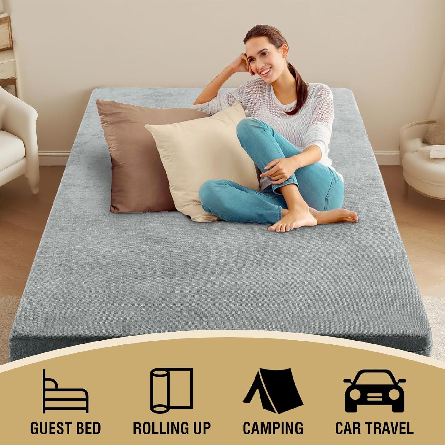 image:imageHVERSAILTEX Twin Size Armless Futon Mattress Covers for Traditional Japanese Futon Mattress Soft MixedColor Chenille Couch Slipcovers Floor Mats Sofa Protector Zippered Sleeper Sofa CoverCaramelDove