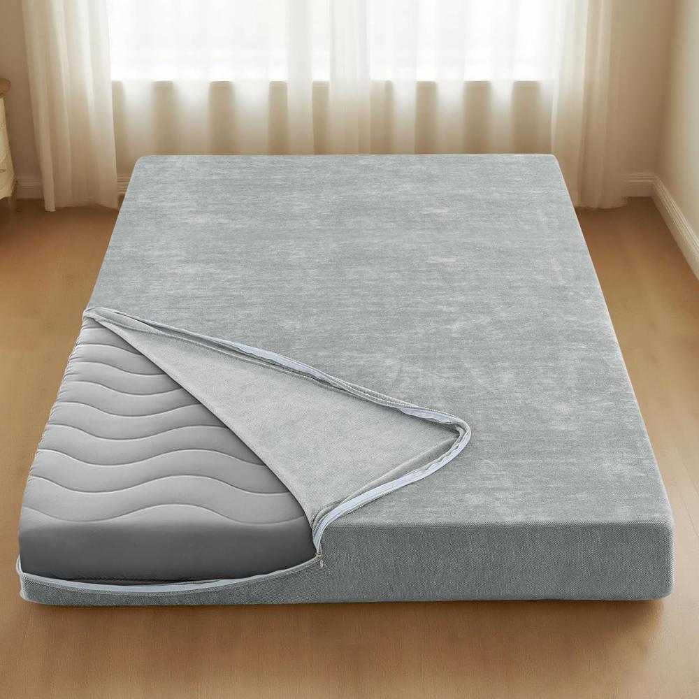 image:imageHVERSAILTEX Twin Size Armless Futon Mattress Covers for Traditional Japanese Futon Mattress Soft MixedColor Chenille Couch Slipcovers Floor Mats Sofa Protector Zippered Sleeper Sofa CoverCaramelDove