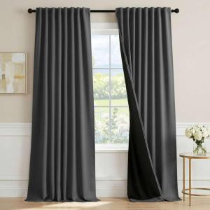 image:imageHVERSAILTEX Blackout Curtains 84 Inch Length 2 Panels Set for Living Room Bedroom Back Tab Pinch Pleated Thermal Insulated Room Darkening Light Blocking Curtains with Hooks Pumice StoneCharcoal Gray