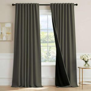 image:imageHVERSAILTEX Blackout Curtains 84 Inch Length 2 Panels Set for Living Room Bedroom Back Tab Pinch Pleated Thermal Insulated Room Darkening Light Blocking Curtains with Hooks Pumice StoneOlive