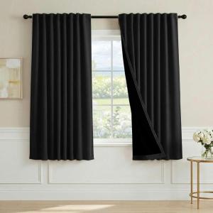 image:imageHVERSAILTEX Blackout Curtains 84 Inch Length 2 Panels Set for Living Room Bedroom Back Tab Pinch Pleated Thermal Insulated Room Darkening Light Blocking Curtains with Hooks Pumice StoneBlack