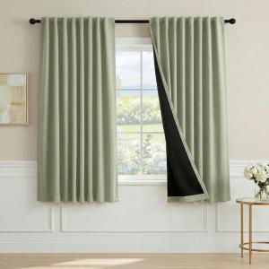 image:imageHVERSAILTEX Blackout Curtains 84 Inch Length 2 Panels Set for Living Room Bedroom Back Tab Pinch Pleated Thermal Insulated Room Darkening Light Blocking Curtains with Hooks Pumice StoneSage