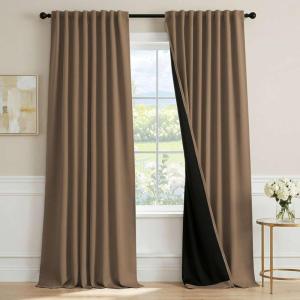 image:imageHVERSAILTEX Blackout Curtains 84 Inch Length 2 Panels Set for Living Room Bedroom Back Tab Pinch Pleated Thermal Insulated Room Darkening Light Blocking Curtains with Hooks Pumice StoneMacchiato