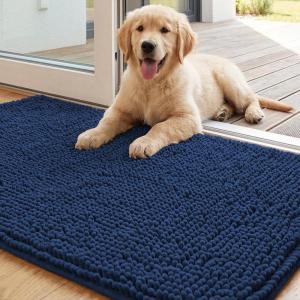 image:imageHVERSAILTEX Dog Door Mat for Muddy Paws Absorbent Dirt Trapper Non Slip Quick Dry Washable Chenille Mats for Dogs Entry Rug for Indoor Outdoor Chocolate 24 x 36Navy