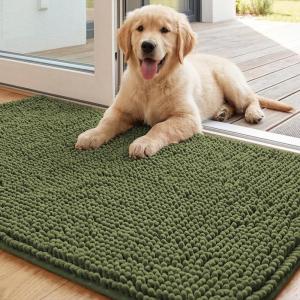 image:imageHVERSAILTEX Dog Door Mat for Muddy Paws Absorbent Dirt Trapper Non Slip Quick Dry Washable Chenille Mats for Dogs Entry Rug for Indoor Outdoor Chocolate 24 x 36Green