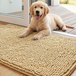 image:imageHVERSAILTEX Dog Door Mat for Muddy Paws Absorbent Dirt Trapper Non Slip Quick Dry Washable Chenille Mats for Dogs Entry Rug for Indoor Outdoor Chocolate 24 x 36Beige