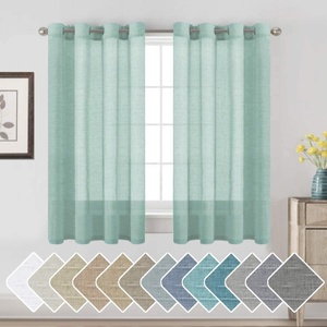 image:imageHVERSAILTEX Linen Curtains Natural Linen SemiSheer Curtains Nickel Grommet Privacy Added Premium Soft Rich Material Linen Curtain Panels for Bedroom  52x84 Inch  TurquoiseSea Mist